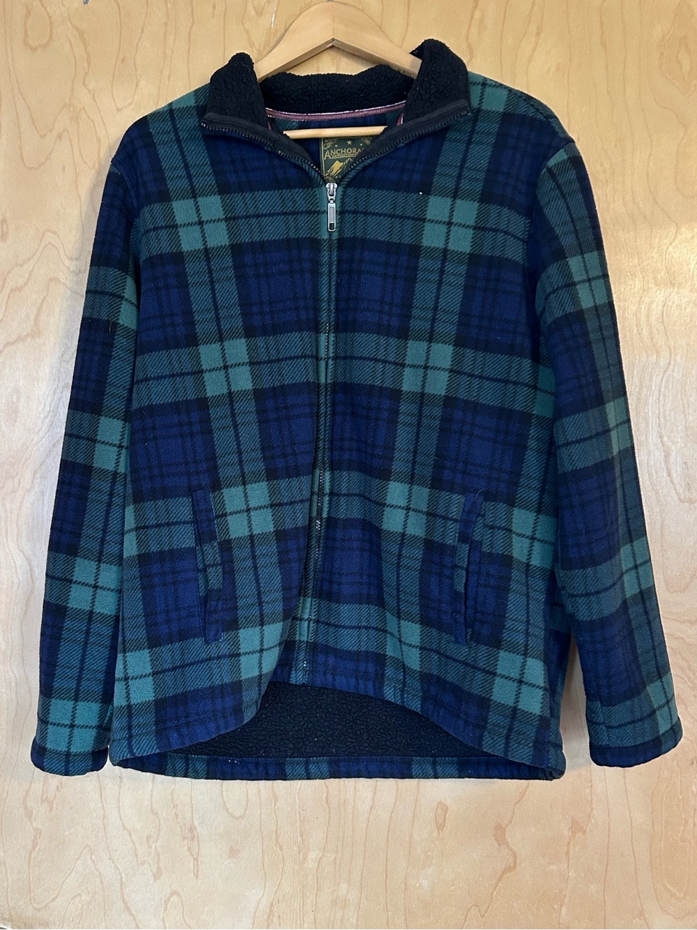 Adult Green & Navy Plaid Zip-Front Jacket